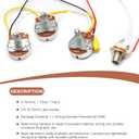 SAPHUE Bass Wiring Harness Prewired Kit 250K Big Pots 2 Volume 1 Tone For Jazz Bass Electric Guitar Parts