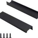 30 Pack Modern Kitchen Cabinet Handles, Black Finger Pulls for Cabinets 5.9inch/150mm Length, Matte Black Edge Cabinet Pulls, Drawer Tabs Pull Hardware Concealed Tab Handle