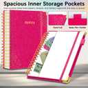 Hardcover Spiral Notebook with Removable Dividers & Tabs, 8.5"x11" 5 Subject Notebooks for Work, 300 Pages College Ruled Notebook, A4 Sparkle Lined Journal for Women Girls Note-Taking (Rose Red)