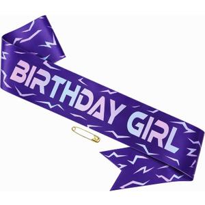 4 x Birthday Girl Sash, Purple Kpop Birthday Decorations Movie Theme Party Decorations for Fans, Happy Birthday Decorations for Party Birthday Graduation Bachelor (#Purple 1)