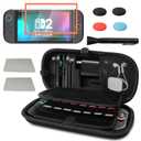 Reddening Switch 2 Carrying Case Compatible with Nintendo Switch 2, Protective Hard Shell Travel Case with 2 Screen Protector, 4 Thumb Caps, 2 Cleaning Cloths, 1 Cleaning Brush