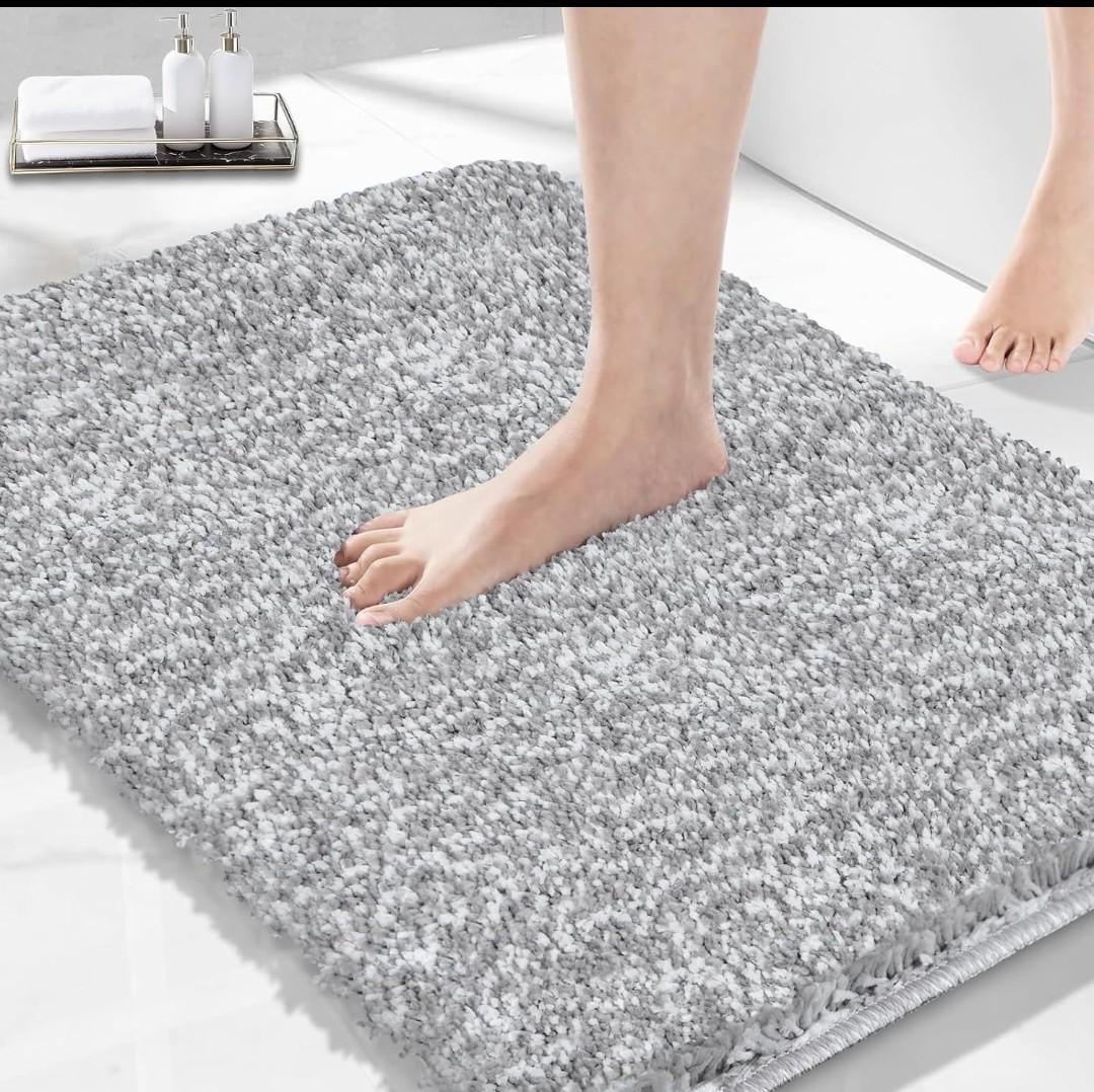 Dark Gray and Light Gray Bathroom Rugs 27.5"x19.6",Extra Soft Absorbent Thick Shaggy Bath Mat, Non Slip Quick Dry Bath Mat, Machine Washable bath rugs for bathroom, Microfiber Rugs for Shower Bathtubs