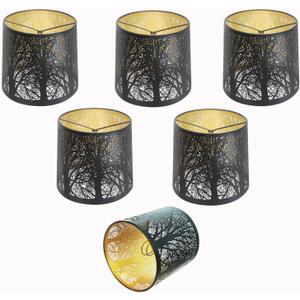 Chandelier Shades Set of 6, Metal Small Lamp Shades Clip on Bulb, 5.1 x 5.1 in Replacement, Mini Cylinder Lampshade, Black Clip on for Pendant Light, Wall Sconces