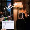 3 x Movie Film Video Clapboard irector's Cut Action Scene Clapper Board,Movie Theme Party Decorations - Black/Colorful, 11.8x10.6 inches (Acrylic Material)