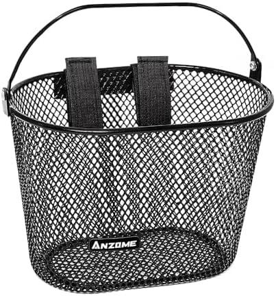ANZOME Kids Bike Basket, Bicycle Basket for Boy and Girl, Waterproof Metal Wire Children's Bicycle Basket, Suitable for Most Children's Bicycles and Kids Tricycles