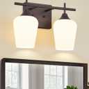 Oil Rubbed Bronze Bathroom Light Fixture, 2 Lights Bathroom Vanity Lights Over Mirror with Milk Glass, Modern Farmhouse Bath Wall Sconce Light, OS-YQ9167-2AW