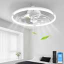 Ceiling Fans with Lights and Remote, 20'' Low Profile Ceiling Fan 3000-6500K Dimmable Modern Flush Mount Ceiling Fans Light, 6 Wind SpeedsUltra Quiet, Ceiling Fan with Lights for Bedroom (Ultra-thin White)