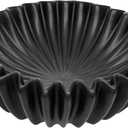 Small Ceramic Bowl Black Decorative Bowl, Modern Home Decor Centerpiece 6 Inches Key Jewelry Ruffle Fluted Scalloped Bowl
