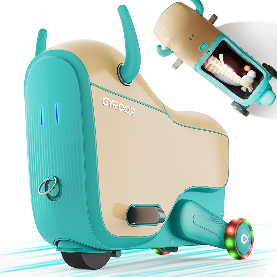 Gyroor GNU Kids Electric Ride-On Car with Flashing Wheels, Adjustable Speeds and 14L Storage, Electric Vehicles for Kids Aged 4-6 Years, 2-in-1 Ride-On and Storage, for Indoor, Outdoor, and Travel Use