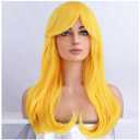 BERON Yellow Wigs Long Wavy Women Wig with Bangs Curly Heat Resistant Synthetic Wigs for Halloween Cosplay Party Wig