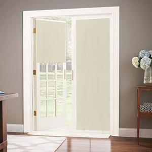 LazBlinds 100% Blackout Door Curtain, No Tools No Drill Cordless Blinds for Windows, Thermal Insulated UV Protection Privacy Window Curtains for French Door Front Door(26''W x 68''H, Cream, 1 Panel)