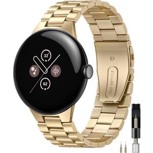 Miimal Stainless Steel Bands Compatible for Google Pixel Watch 4/ 3 45mm Strap, Lightweight, Men Women Durable Adjustable Wristband Replacement Metal Band for Google Pixel Watch 3/ 3 Lte 45mm (Gold）
