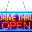 24" x 12" LED Drive Thru Sign for Business, Drive Thru Open LED Signs Board for Fast Food, Electric Advertising Display for Pizza Burger Restaurant Business Shop Store Window Home Decor