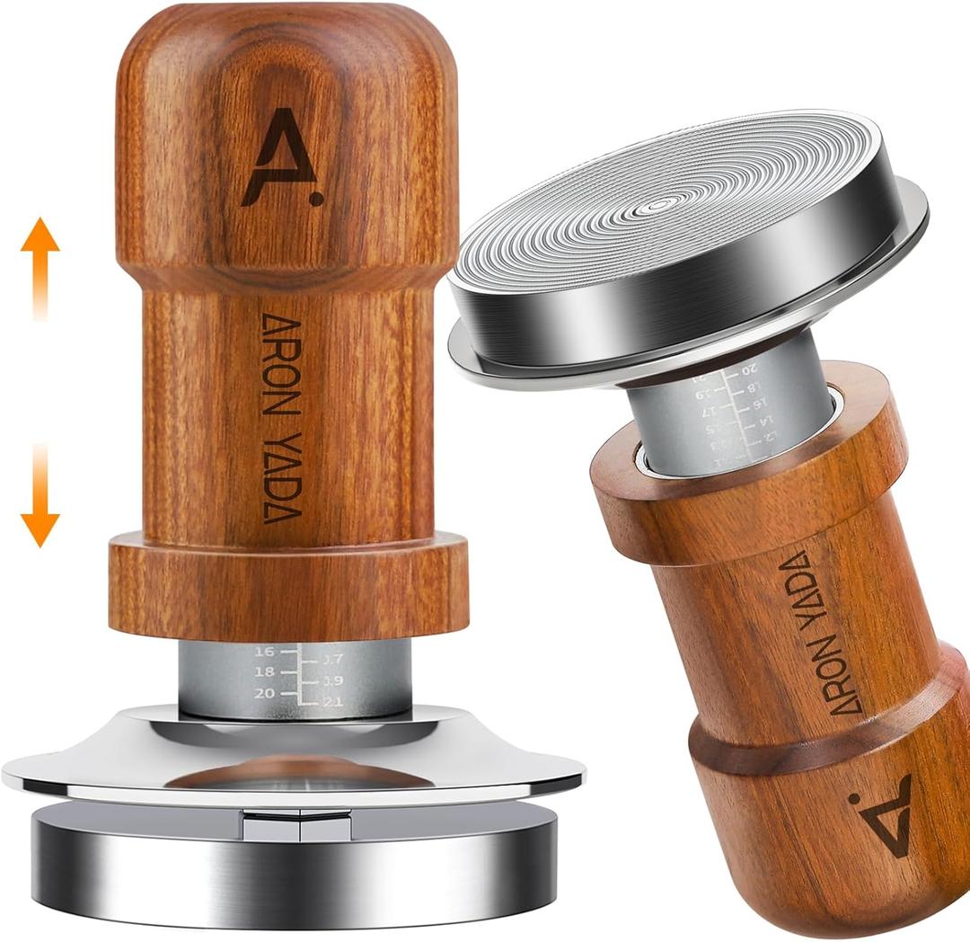 58.3MM Espresso Tamper,2 Spring-loaded Calibrated Tamper with Stainless Steel Ripple Base, Walnut Wooden-Handle Tamper Compatible with Gaggia series Espresso Machine Portafilter and 58mm E61 Group