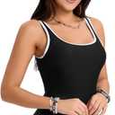 LEZI Women's One-Piece Swimsuit, Black with White Trim, Padded Chest, Nylon Blend (X-Large)