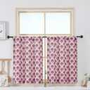 Chyhomenyc Flower Kitchen Curtains 30 Inch Length - Light Filtering Faux Linen Small Half Window Curtains Over Sink, Modern Farmhouse Curtain Tiers for Bathroom Basement, 30Wx30L, 2 Pieces, Burgundy