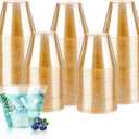 Goodluck 9 oz 200 PCS Gold Glitter Plastic Cups, Disposable Glitter Cups, Elegant Plastic Cocktail Glasses, Fancy Party Cups for Wedding, Birthday, Holiday