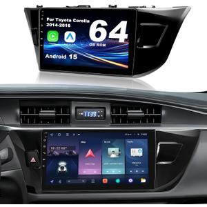 Android 15 Car Radio for Toyota Corolla 2014-2016: 10.2'' 4GB+64GB Car Stereo Upgrade Wireless CarPlay & Android Auto with WiFi 6, Bluetooth, GPS, FM/RDS, EQ, SWC, 1080P Backup Camera (JBL Version)