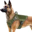 rabbitgoo Tactical Dog Harness for Large, Heavy Duty Pet Harness with Handle, No-Pull Service Vest Large Breed, Adjustable Military Dog Vest for Training Hunting Walking, Green, L