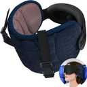 Travel Pillows for Airplanes, Airplane Pillow for Long Flight Car Road Trip, Airplane Head Strap with Sleep Eye Mask, 360 Support Headrest, Stop Bobblehead Travel Neck Pillow, Mottled Red