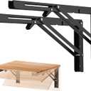 Ravinte 16 Inch Folding Shelf Brackets - Matte Black Collapsible Heavy Duty Brackets for Table Bench - Space Saving, 2 Pack