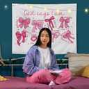 AQYIP Coquette Pink Bow Christian Tapestry Wall Hanging, God Says I Am Inspirational Bible Verse Tapestry Decorative, Pink Girly Christian Wall Decor for Room, 50x60 Inch