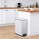 Garvee 12 Gal and 2.6 Gal Stainless Steel Trash Can Combo Set, Slim Garbage Can for Kitchen and Bathroom, Metal Trash Bin with Removable Inner Bucket & Step On Foot Pedal, White
