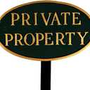 Montague Metal Products 6" x 10" Small Oval Private Property Statement Plaque Sign with 17.5" Lawn Stake - Green/Gold
