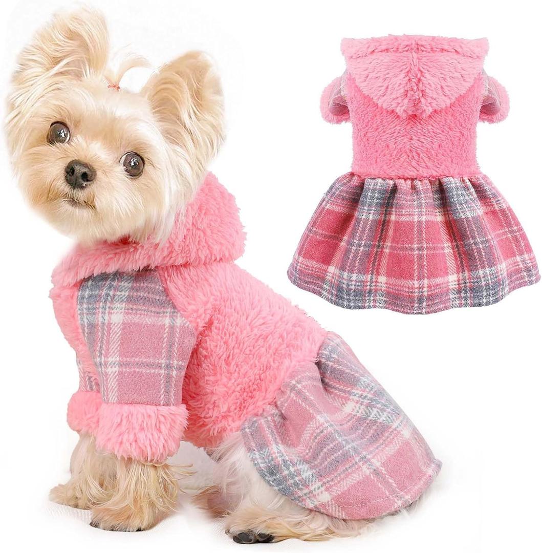 Dog Hoodie Dog Sweater Puppy Clothes for Small Dogs Boy Girl Pet Hoodies for Dogs Cold Weather Doggie Coats Fall Doggy Sweatshirt for Chihuahua Yorkie Cat Sweater Costumes, M, Pink (Medium (Chest 17in ))