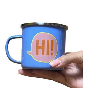 HI!  Funny Bernese Mountain Dog Lover Pet Owner Idea - 12 Oz Blue Stainless Steel Camping Mug