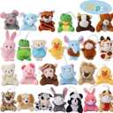 Juegoal 26 Pack Mini Animal Plush Toy Set, Cute Small Stuffed Animal Keychain Set, Goodie Bag Fillers, Carnival Prizes for Kids, Assortment Kids Valentine Gift Easter Egg Filter Party Favors