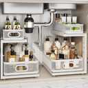 2 Pack Under Sink Organizer With Next-Gen Ball-Bearing Slides,2-Tier Precision Mesh Pull Out Cabinet Drawers Storage for Bathroom&Kitchen,Height Adjustable Shelf,Rust-resistant-Patent Pending (White)