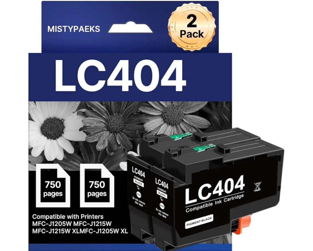LC404BK LC404 Ink Cartridges Replacement for LC404XL LC404 Ink Cartridges for Brother Printer Compatible with Brother MFC-J1205W MFC-J1215W MFC-J1205W XL Printer (2 Black)