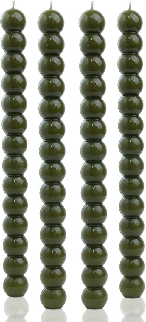 MAITREYA Olive Green Spiral Taper Candles-Set of 4 for Decoration Weddings Party Church-Unscented Dripless Candles,10inch(Olive-D)