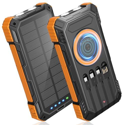BLASOUL Power Bank Solar Charger,49800mAh Wireless Portable Charger with 4 Built-in Cables,22.5W Fast Charging Battery Pack USB-C in/Output PD+QC3.0 Portable Power Bank for All Cell Phones