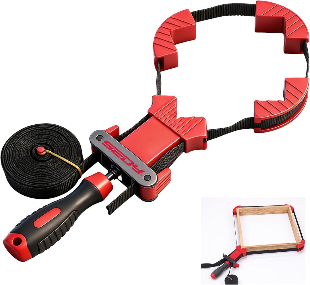 SEDY 13 ft. Belt Band Clamp Strap Clamp for Woodworking, Quick Release Frame Clamps with 90-Degree Corner Pieces