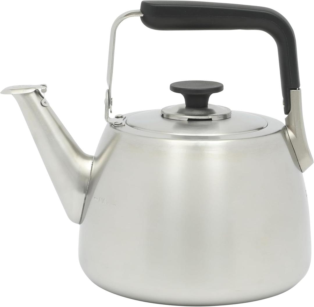 Sur La Table Kitchen Essentials 2 Qt Heavy Gauge Brushed Stainless Steel Whistling Tea Kettle Durable Stovetop Kettle