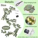 6.56FT Eucalyptus Garland with Lights 96 LEDs 8 Modes Battery Operated with Timer Faux Twig Vine Lights Spring Greenery Garlands for Mantle Fireplace Wall Table Stairs Wedding Party Bedroom Home Decor