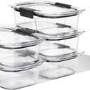 Rubbermaid Brilliance Meal Prep Containers, 2-Compartment Food Storage Containers, 2.85 Cup, 5-Pack, BPA-Free, Clear/Grey
