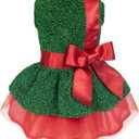 Fitwarm Christmas Dog Costume Dress, Funny Dog Holiday Outfit, Doggy Clothes for Small Dogs Girl, Pet Apparel, Green, Red, XXS (Gift)