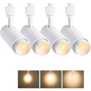 12W Zoomable Track Lighting Heads,H Type Track Light Heads for Accent Retail Artwork,Dimmable LED H Track Lighting 4000K Daylight 110V,15 to 60 Beam Angle 4 Pack (White)
