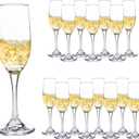 SHYRC Glass Champagne Flutes Set of 16, 6oz Classic Champagne Glasses, Sparkling Wine Glass, Champagne Flutes with Long Stem for Party, Wedding and Home - Clear