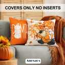 Gnomes Pumpkin Happy Fall Throw Pillow Covers 20x20 Set of 4 Burnt Orange Rust Modern Farmhouse Happy Autumn Maple Leaf Decorations for Sofa Couch Porch Bed Living Room