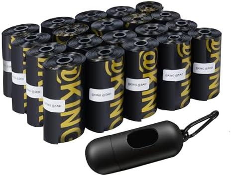@KING@SKD Dog Poop Bags, 20 Rolls (300 Bags) Dispenser, Walking and Training Puppy Accessories, Hands-Free Carrier, Supports Small, Medium, Large Breeds. Committed to Give Back to Charity