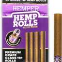 Hemper Pre-Rolled Mini Size Hemp Rolls with Reusable Glass Tips - 4PK | 12ct Display | Hand-Rolled, Natural Hemp Paper Rolls in Protective Case for Smooth, Clean Burn and Freshness - (Grape)