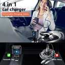 Retractable Car Charge 4 in 1 Fast Car Phone Charger Adapter PD 62W Phone Retractable Cables (31.5 inch) and 2 USB Ports Car Charger， Compatible with iPad,Samsung,Pixe iPhone 15/14/13, Black