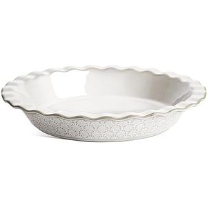 LE TAUCI Ceramic Pie Pans for Baking, 9 Inch Pie Plate for Apple Pie, Round Baking Dish, 36 oz Deep Dish Pie Pan - Set of 1, Fireworks, Arctic White