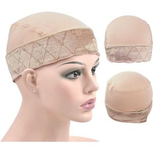 Wig Grip Cap for Women Wig Grip Bands with Cap 2-in-1 Adjustable Comfortable Wig Caps for Lace Front Wig (Beige)