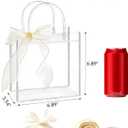 Ohuimrt 30 PCS Clear Plastic Gift Bags with Handles, 6.89 x 6.89 x 3.54 Inches Reusable Party Favor Bags with Ribbon Transparent Gift Wrap Bags Bulk for Weddings Birthdays
