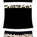 Little Girls' Summer Swimwear Two Piece Boyshort Tankini Kids Swimsuit (5-6 Years, Leopard)